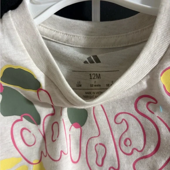 Adidas Floral Logo Tee And Shorts Set— Size 12M - Picture 3 of 3